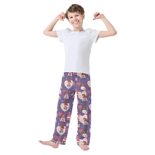 Lovely Gnome Love Boys Long Pants Soft Trousers Elastic Waist Kids Lounge Bottoms with Pockets S-XL2