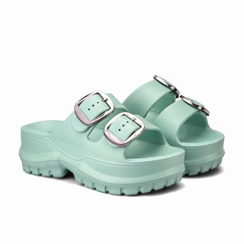 Image of ASIAN Femina-19 Women's Chunky Sole Slippers | Soft Cushioned Comfort | Adjustable Double Buckle | Anti-Slip, Lightweight Slides