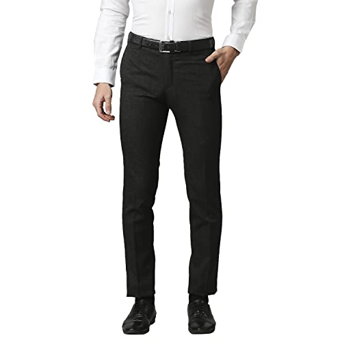 Image of Raymond Men's Polyester Blend Solid Pattern Slim Fit Flat Front Formal Trouser