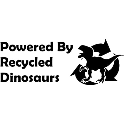 Powered by Recycled Dinosaurs Vinyl Decal Sticker for Car/Window/Wall (Yellow Gloss) Cover