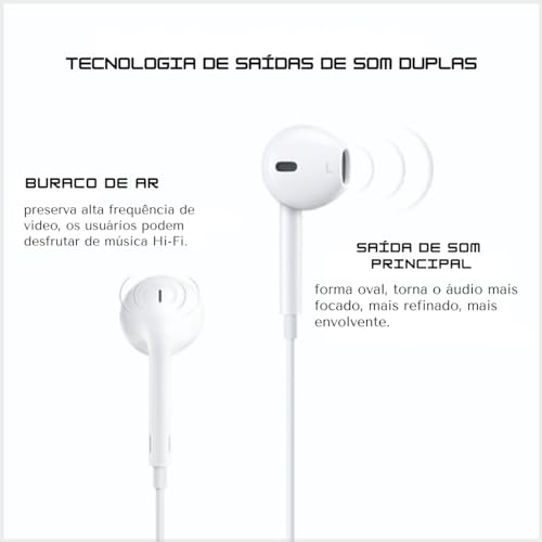 Fone De Ouvido Lightning Para iPhone 7 8 Plus X 11 12 Pro 13