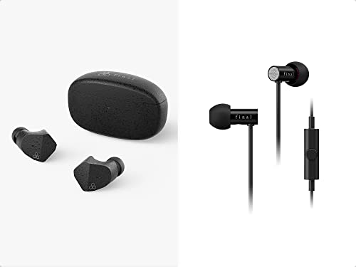 【Amazon限定2点セット】 final (ファイナル) ZE3000 Black ワイヤレスイヤホン & E2000C Black マイク付きイヤホン・最新の音響工学、音響心理学の研究成果を踏まえた 設計・リモートワーク・スポーツ