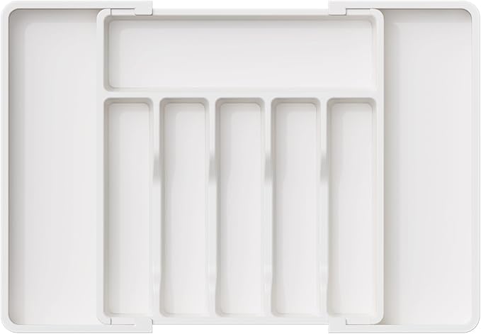 Image of Aroja Silverware Drawer Organizer, Expandable Utensil Tray for Kitchen, BPA Free Flatware and Cutlery Holder, Adjustable Plastic Storage for Spoons Forks Knives, Large