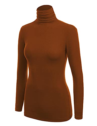 Image of Lock and Love Women's Turtleneck Top Lightweight Long Sleeve Slim Fit Pullover, Soft Rayon Stretch Layering Basic, S-3XL