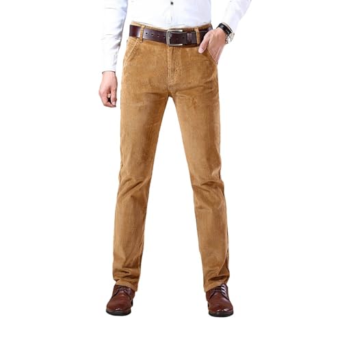 SevenBoy Mens Corduroy Dress Pants Casual Slim Fit Slacks Stretch Trousers(Khaki,30W30L)