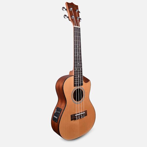 Image of Kadence UKCESH01C Concert 23 inch Electro Acoustic Ukulele | Spruce Wood | Built-in 2-Band EQ Preamp | Comes with Bag | Includes Learning Course | Natural
