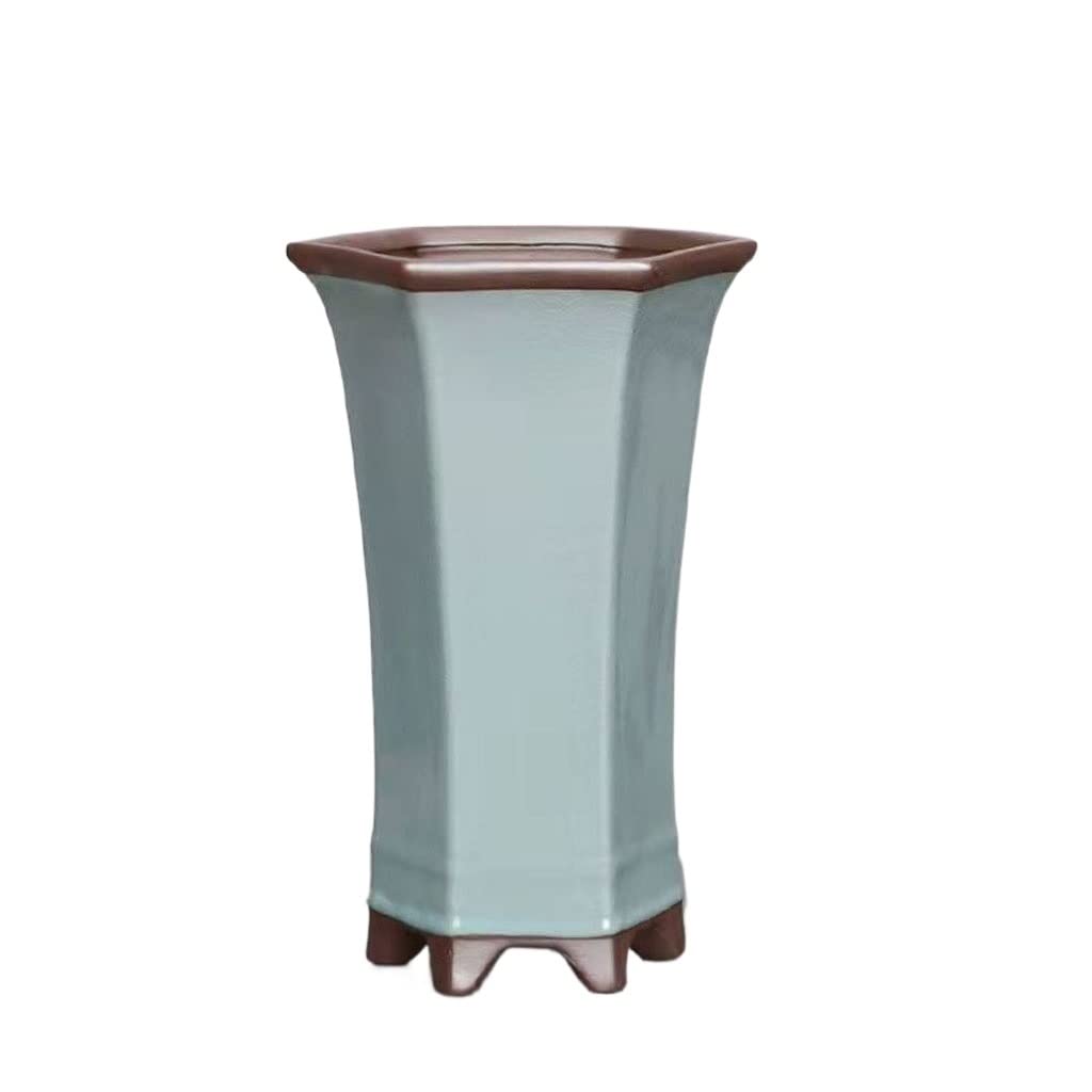 asdchZen Outdoor Indoor Garden Plant Pots Ceramic Balcony Potted Living Room Decorative Bonsai Indoor Succulent Flower Pots With Drainage Holes,Green