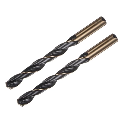 uxcell 2pcs Jobber Drill Bits 13.5mm (0.531") Black Nitride & Gold Titanium Coated M2 High Speed Steel (HSS) Twist Drill Bits for Stainless Steel Aluminum Alloy Metal