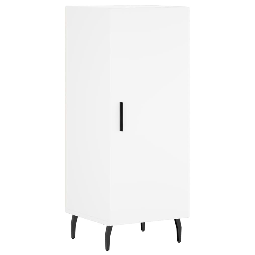 Armadietto alto, bianco, 34,5 x 34 x 180 cm, in legno con piedini in metallo, per soggiorno, sala da pranzo, corridoio, camera da letto, cucina, ufficio, portaoggetti e organizer