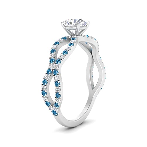 Image of 55Carat Choose Your Gemstone Pave Split Wave Diamond CZ Ring Sterling Silver Round Shape Split Shank Engagement Ring Everyday Jewelry Wedding Jewelry Handmade Gifts for Wife US Size 4 to 12
