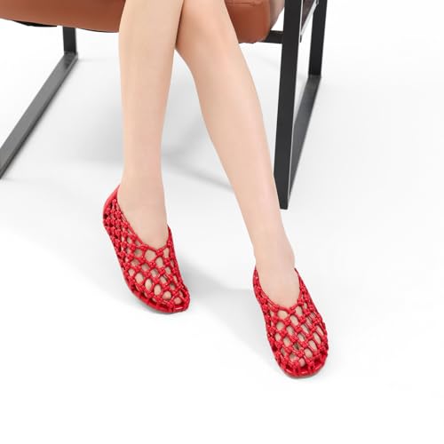 Mesh Ballet Flats for Women Faux Leather Mary Jane Shoes with Round Toe and Flat Heel for Casual & Beach4