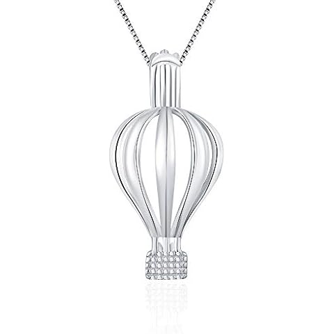 LGSY 925 Sterling Silver Hot Air Ballon Cage Pendants Crafting Charm for DIY Necklace Bracelet Jewelry Making, Metal Cover