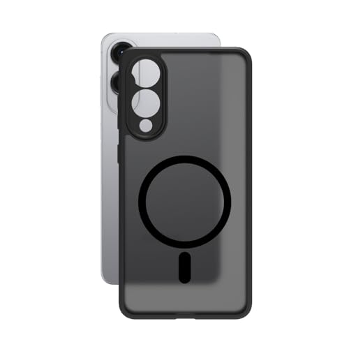 Image of RIGGEAR Shockproof Sleek Hybrid Armor Magnetic Back Cover Case Compatible with MagSafe Accessories for Samsung Galaxy S25 Edge (Smoke Black Matte PC with Black TPU Bumper)
