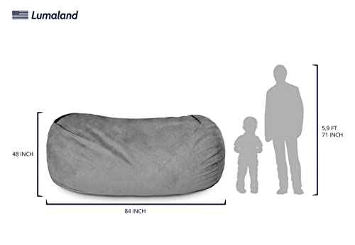 Lumaland Luxurious Giant 7Ft Bean Bag Chair With Microsuede Cover - Ultra Soft, Foam Filling, Washable Jumbo Sofa For Kids, Teenagers, Adults Sack Dorm, Family Room Dark Grey #TOP2