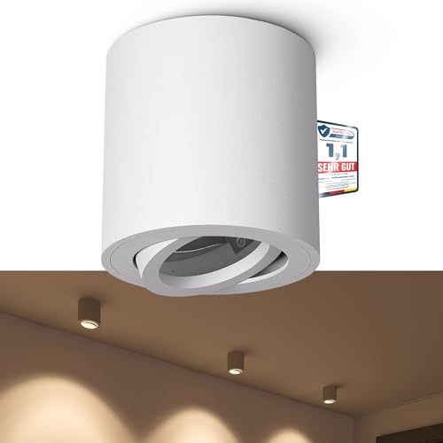 linovum CORI Aufbaustrahler schwenkbar in matt weiß & rund - Deckenleuchte...