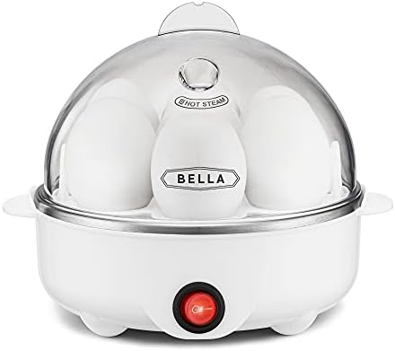BELLA Rapid Electric Egg Cooker and Poacher with Auto Shut Off for Omelet, Soft, Medium and Hard Boiled Eggs - 7 Egg Capacity Tray, Single Stack, White