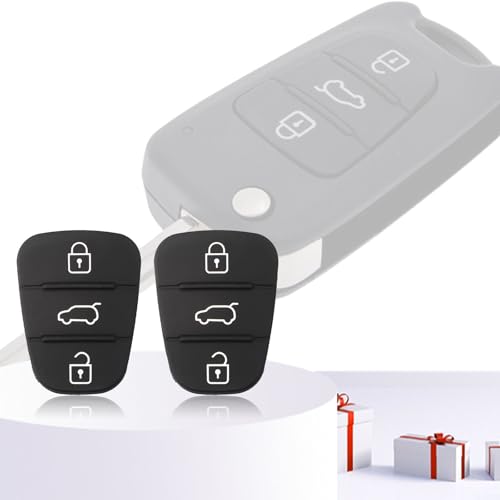 GLOBALHUT Lot de 2 Coques de clé en Caoutchouc à 3 Boutons de Remplacement pour Hyundai i10 i20 i30 et KIA Cee'd 2012 Noir – vue 8
