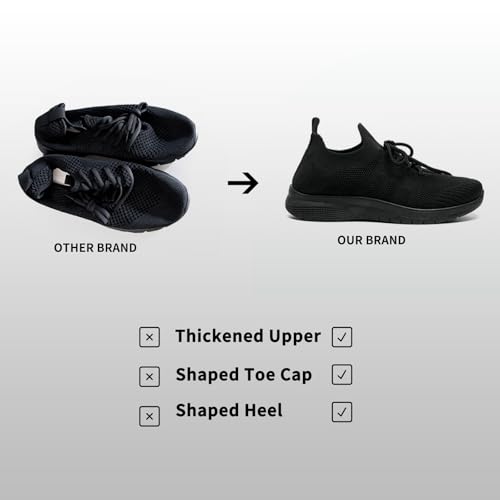 Image of Bernal Black Sneakers for Women Walking Shoes Non Slip Lightweight Casual Breathable Tennis Shoes Work Travel
