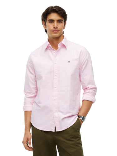 Image of Tommy Hilfiger Men's Long Sleeve Oxford Shirts in Regular Fit, Men's Button Down Shirts, Also Available in Big and Tall