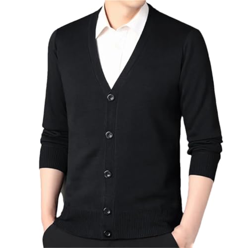 Mens Casual Winter Buttons Knit Cardigan Solid Slim Fit V-Neck Fleece Warm Sweater Sweatercoat