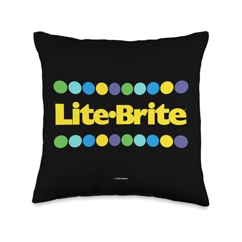 Lite-Brite Logo with Pegs Throw Pillow, 16x16, Multicolor Cover