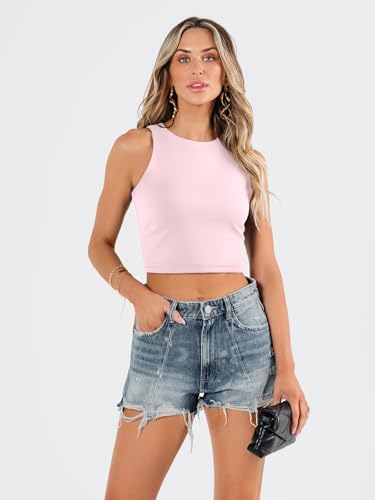 Image of EFAN Womens Sexy Sleeveless Double Lined Crop Tops Workout Cute Tight Racerback Tank Tops Summer Clothes Teen Girls 2025