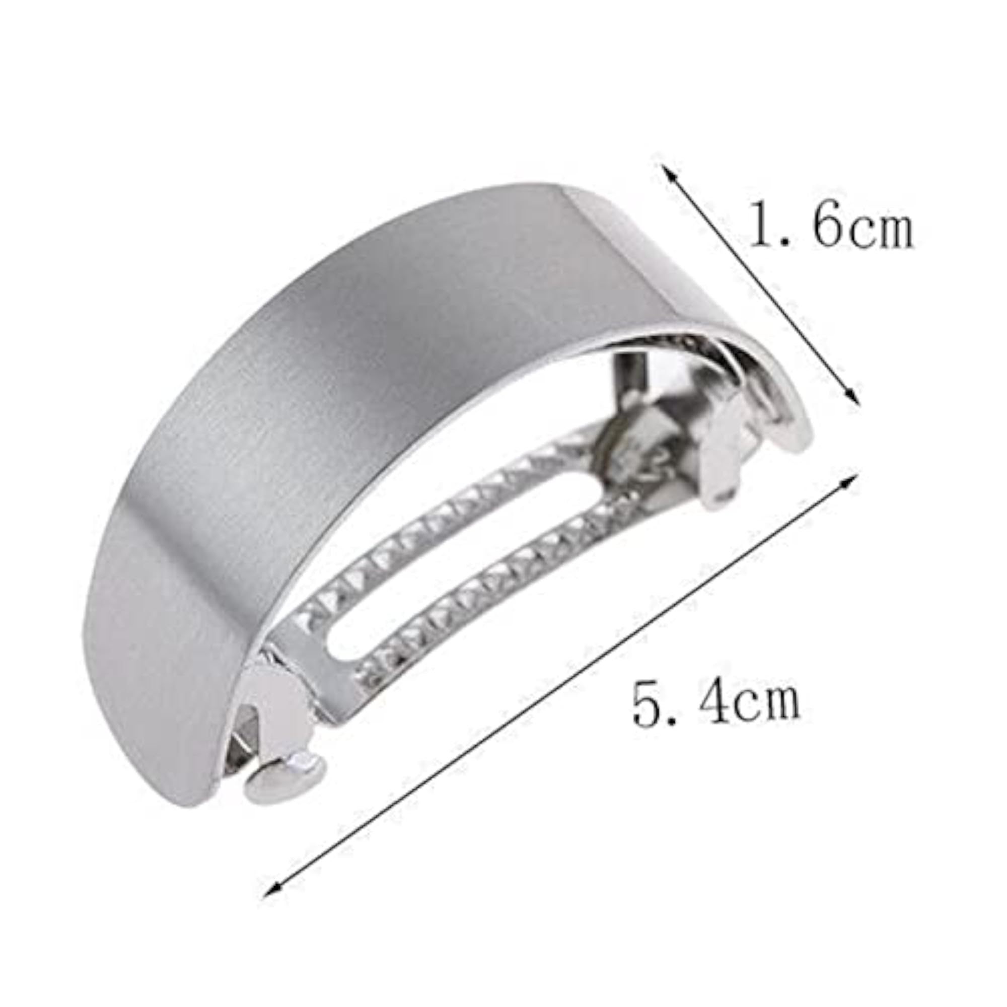 Women's Silver Smooth Surface Semicircle Hair Barrette Clip
