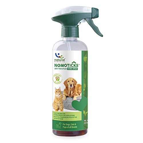 Image of Natural Remedies Nomoticks Anti-Tick & Flea Home Spray, Kills Ticks & Fleas for Pet Beds,Furniture & Cracks, Fast-Drying, Non-Sticky, Daily Use, Natural Ingredients, Safe for Dogs, Cats & Pups-450 ml
