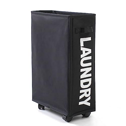 Arsey Wäschekorb Schmal Faltbar auf Rollen Wäschesammler auf Oxford-Stoff...