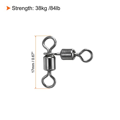 PATIKIL 3 Way Swivel, 20Pcs 84lb Copper Fishing Cross Line T-Turn Terminal Tackle, Black - Image 2