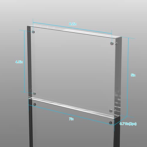 Tomorotec 2-Pack [5 X 7 Inch] High Transparency Magnetic Picture Frames Frameless, Acrylic Photo Frame Double Sided Free Standing Desktop Display Stand(2 Pack) #TOP4