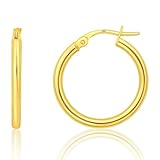 Solid 14K Gold Hoop Earrings for Women | Real Yellow 14K Gold Hoop Earrings with Click Tops | 1 Inch Anti Tarnish 14 Karat Earring Hoops by MAX + STONE