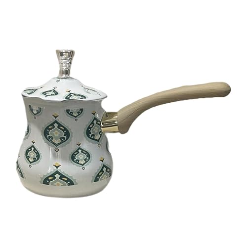YunJove Cafetera Turca Acero Inoxidable Cafetera Leche Asa Madera Portátil Pequeña Chocolate Fusión Accesorio Adecuado para Hogar, tal como se describe, 550 Ml