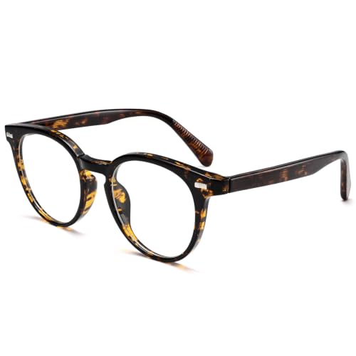 Image of Dollger Women Round Blue Light Blocking Glasses Men Retro Computer Gaming Eyeglasses Anti-Eyestrain