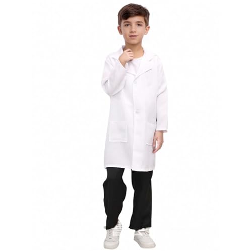 Generisch Halloween meninos meninas meninos disfarce branco roupão de laboratório para crianças ciência experiência papel brincar vestido Pretend brincar traje, Branco
