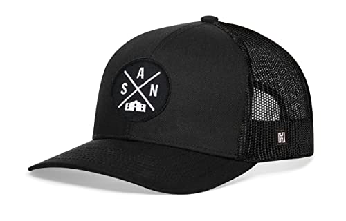 Image of HAKA State City Trucker Hat for Men & Women, Adjustable Baseball Hat, Mesh Snapback, Sturdy Outdoor Black Golf Hat