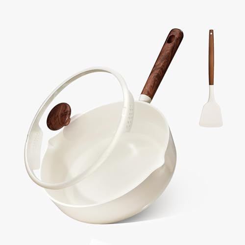 CAROTE Nonstick Frying Pan Skillet with Lid, 11' Ceramic Coating Deep Frying Pan, 5QT Saute Pan with...