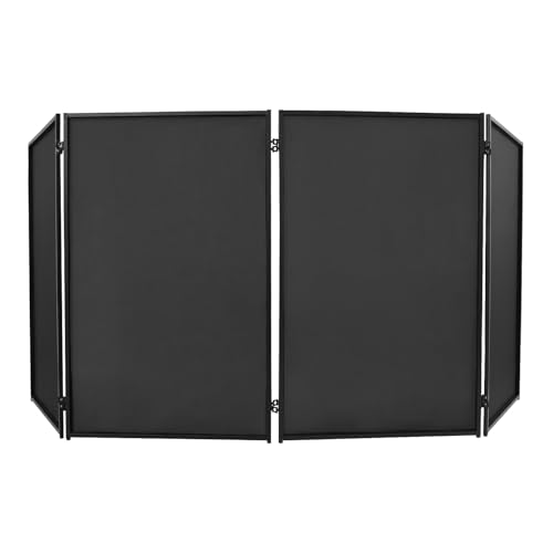 Portable DJ Facade 4 Panels Event Booth Foldable Cover Screen with 2 Sets Screen Cloths, Folding DJ Board with Carrying Bag for Party Music Festivals Wedding