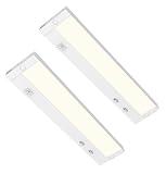 Tonlesm16 Inch Under Cabinet Lighting Plug in, 9W 120V 3 Color 3000K/4000K/5000K, 3 Brightness, Super Bright, Ultra Thin Under Counter Lights for Kitchen, Linkable LED Cabinet Light, White 2Pack