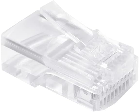 RJ48 10P10C Ends, FENTICO 10P10C RJ48 RJ-48 Cable Crimp Connectors Plug UTP for Solid Wire and Standard Cable (Clear, 10 Pcs)