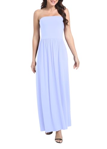 Image of Urban CoCo Summer Strapless Ruched Maxi Dress for Women Sleeveless A Line Flowy Party Wedding Guest Long Dresses