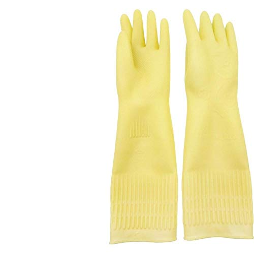 Preisvergleich Produktbild Langarm-Gummihandschuhe wasserdichte, strapazierfähige Geschirrspülmittel Küche Hausarbeit Haushalt Kältefeste rutschfeste Fangfische Aquatic Products-S_Gelb