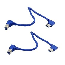 Seadream Angled USB3.0 Printer Cable;2Pack SuperSpeed USB 3.0 A Male Plug 90 Degree Angle to USB 3.0 B Male Angle Cable,1 ft / 30cm A Right B Left...
