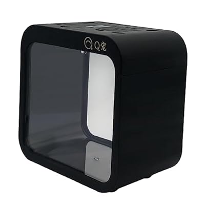 Acrylic Fish Tank Fish Bowl Transparent Stackable Square Desktop Aquarium Small Fish Breeding Box Aquarium Tank for Newborn Fry Baby Shrimp, Black