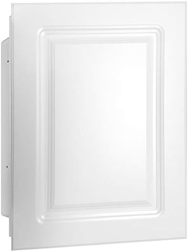 Mirrors and More 16" x 22" White Raised Panel Recessed Medicine Cabinet, Non Adjustable Shelves, Farmhouse Bathroom Décor