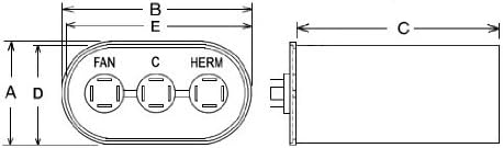Rheem/Protech 43-25135-03 - Capacitor - 35/5/370 Dual Oval - Rheem/Ruu