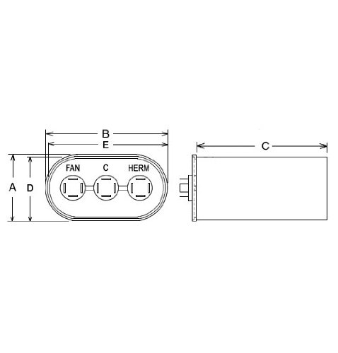 Rheem/Protech 43-25135-21 - Capacitor - 40/5/440 Dual Oval - Rheem/Ruu