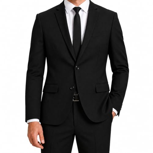 Image of Men's Formal Blazer, Black and Blue, Matty Fabric, Single Breasted, Smart Casual Style