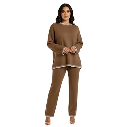 Ensemble en tricot femme haut et pantalon large pour le bureau