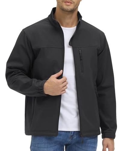 Men's Stand Collar Full Zip Up Jacket Outdoor Work Hiking Camping Fishing Warm Solid Jackets4